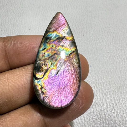 Spectrolite Labradorite Cabochon: Loose Gemstone for Jewelry Making (46x21x7.5mm, 65.7Cts.)