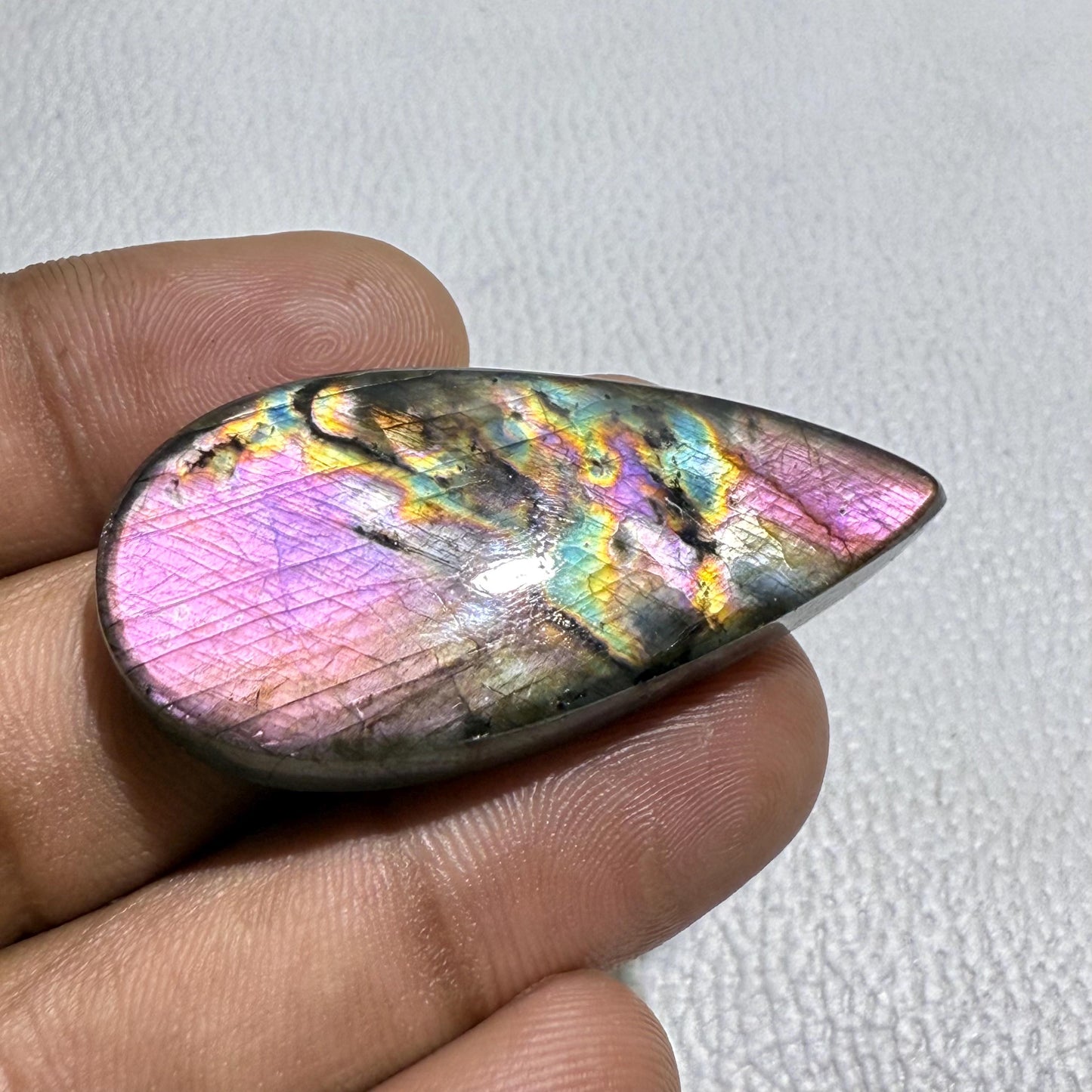 Spectrolite Labradorite Cabochon, 46x21x7.5mm, 65.7Cts., Loose Gemstone for Jewelry Making