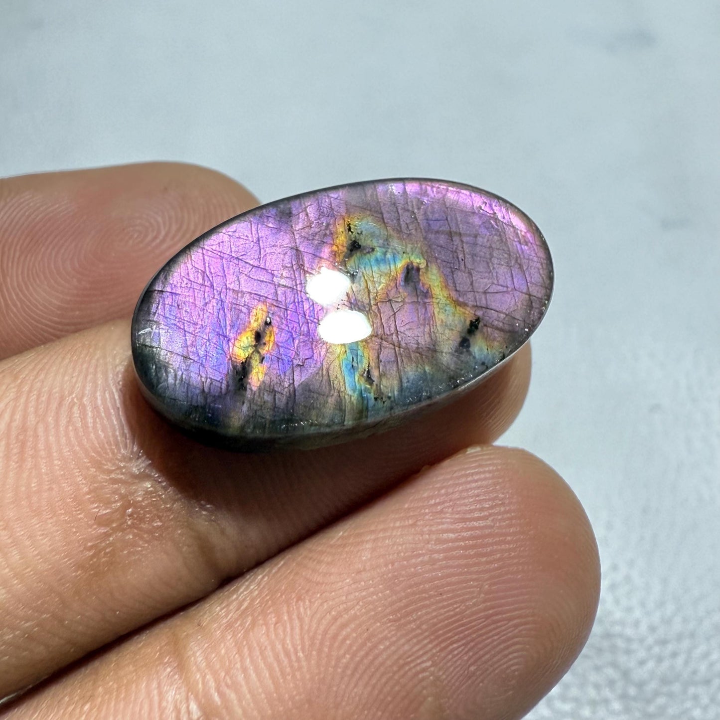 Oval Purple Labradorite Cabochon: Natural Gemstone (25x14x5 MM)