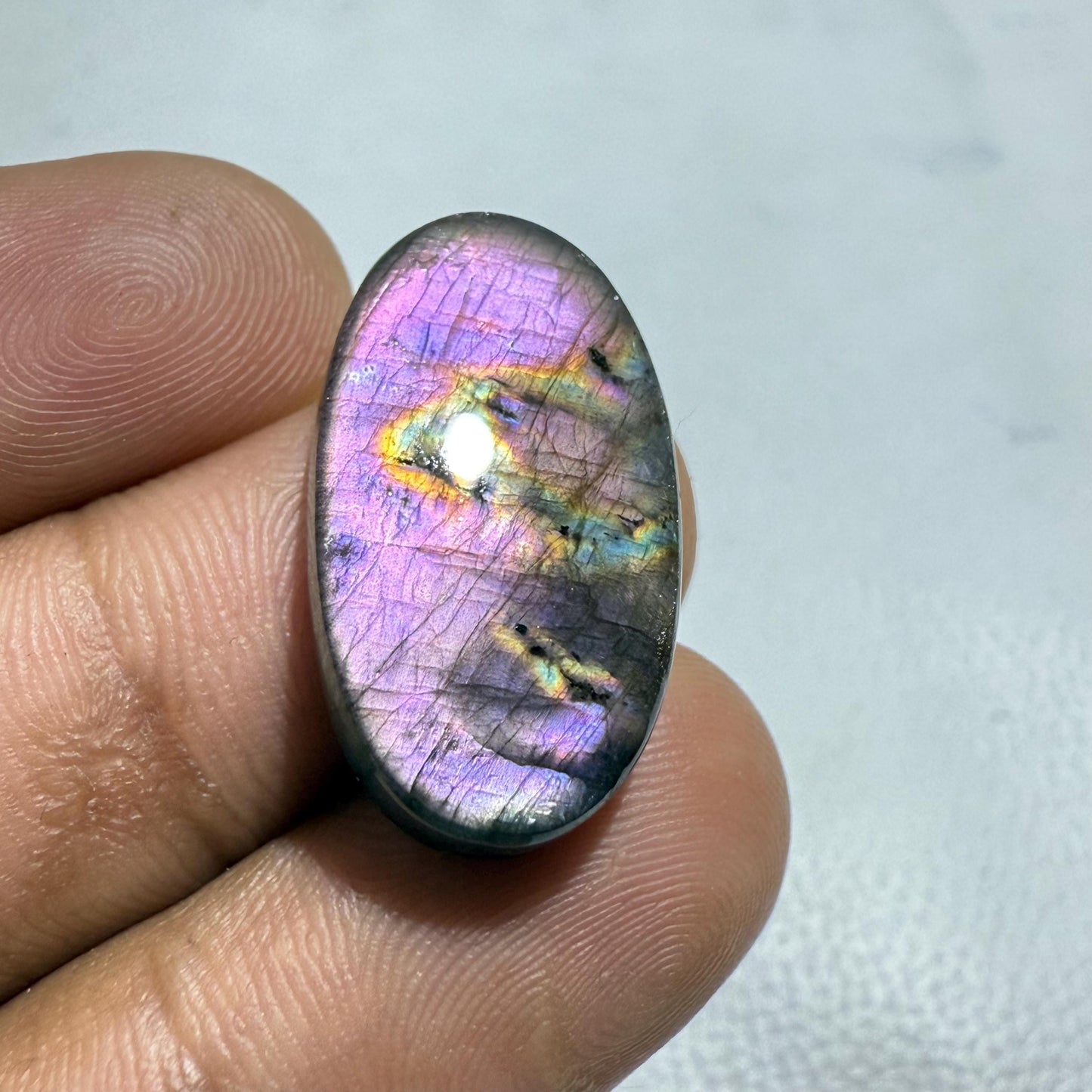 Oval Purple Labradorite Cabochon: Natural Gemstone (25x14x5 MM)