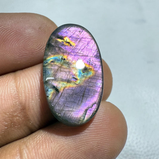 Oval Purple Labradorite Cabochon: Natural Gemstone (25x14x5 MM)