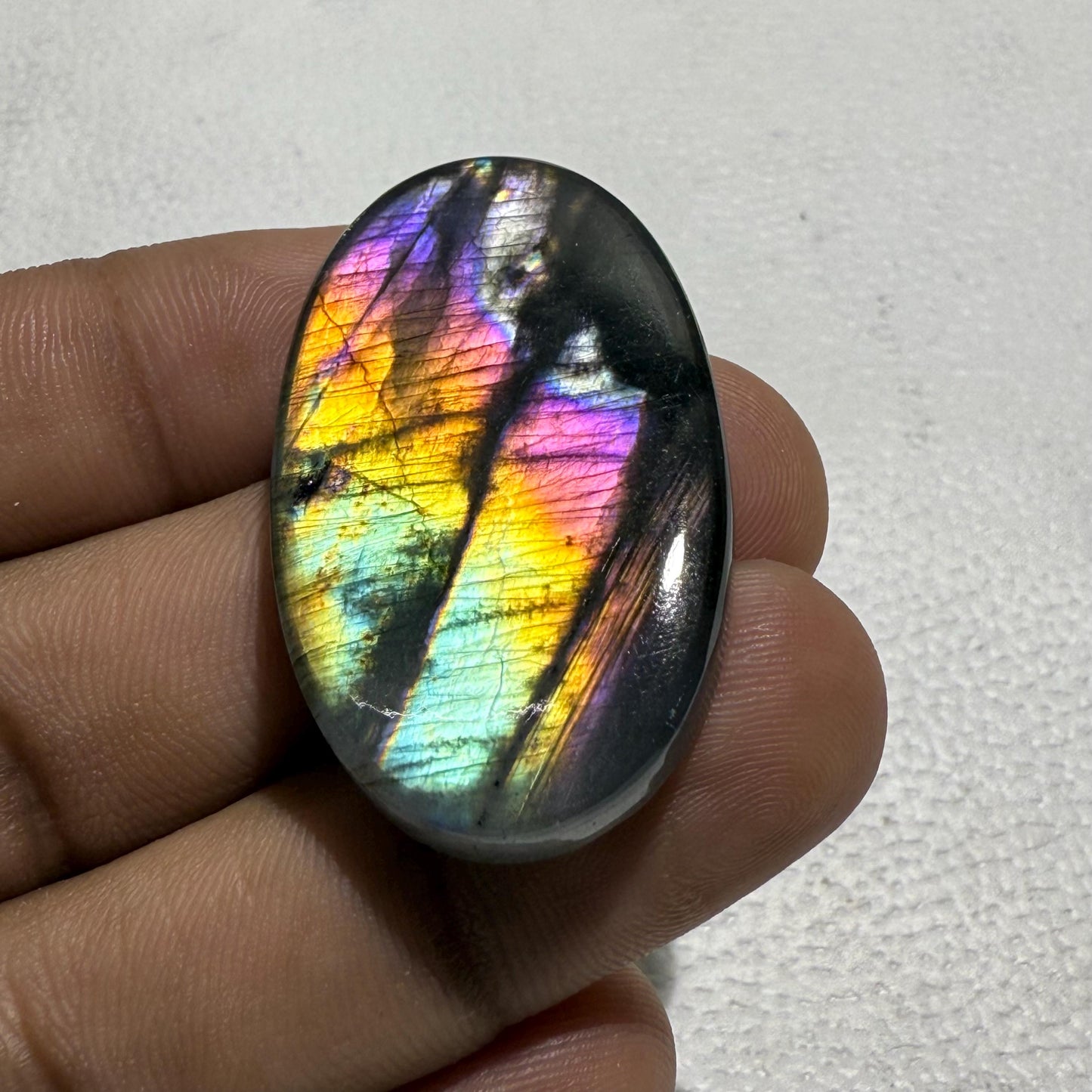 Natural Purple Labradorite Oval Cabochon, 40.5x24x6.5 mm, Loose Gemstone for Jewelry Making