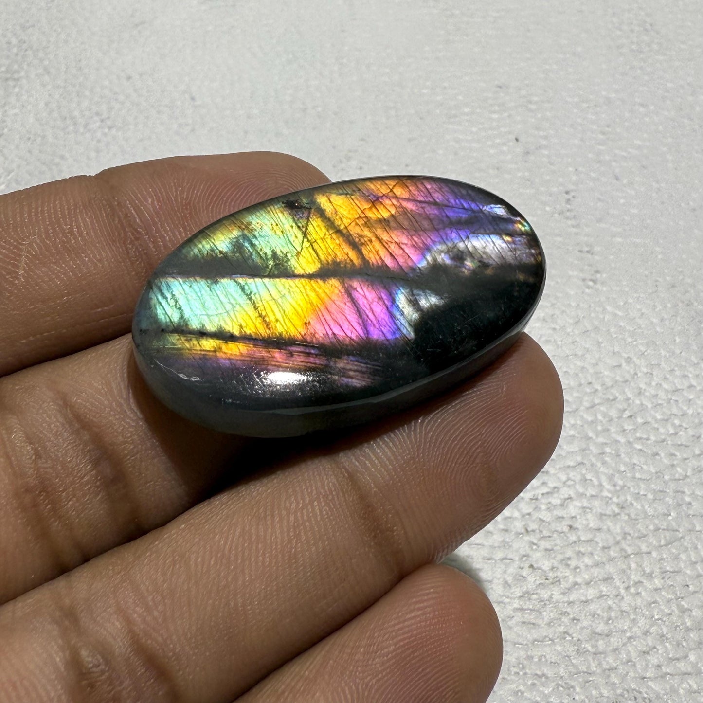 Natural Purple Labradorite Oval Cabochon, 40.5x24x6.5 mm, Loose Gemstone for Jewelry Making