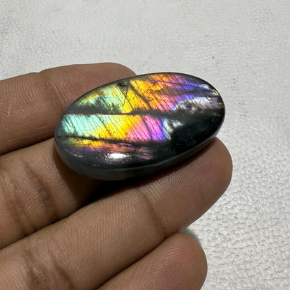 Natural Purple Labradorite Oval Cabochon, 40.5x24x6.5 mm, Loose Gemstone for Jewelry Making