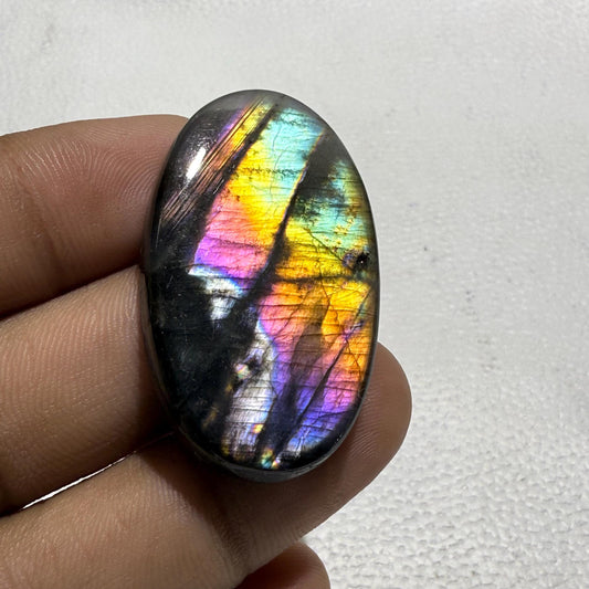 Multi Purple Labradorite Cabochon: Natural Oval Gemstone (40.5x24x6.5 mm)