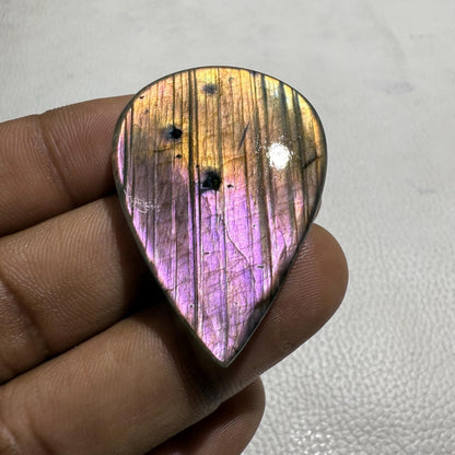 Natural Spectrolite Purple Labradorite Pear Cabochon, 42x30x6 MM, Loose Gemstone for Jewelry Making