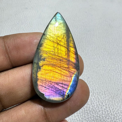 Multicolor Labradorite Pear Cabochon, 64.7 Cts, Loose Gemstone for Jewelry Making
