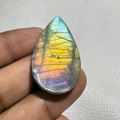 Multicolor Labradorite Pear Cabochon, 64.7 Cts, Loose Gemstone for Jewelry Making