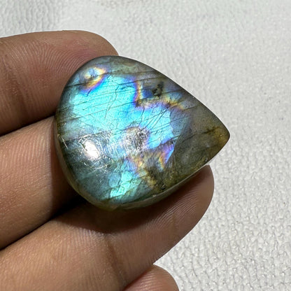 Natural Purple Labradorite Pear Cabochon, - 31.5x29x6 MM, - 48.2 Cts, Jewelry Making Gemstone