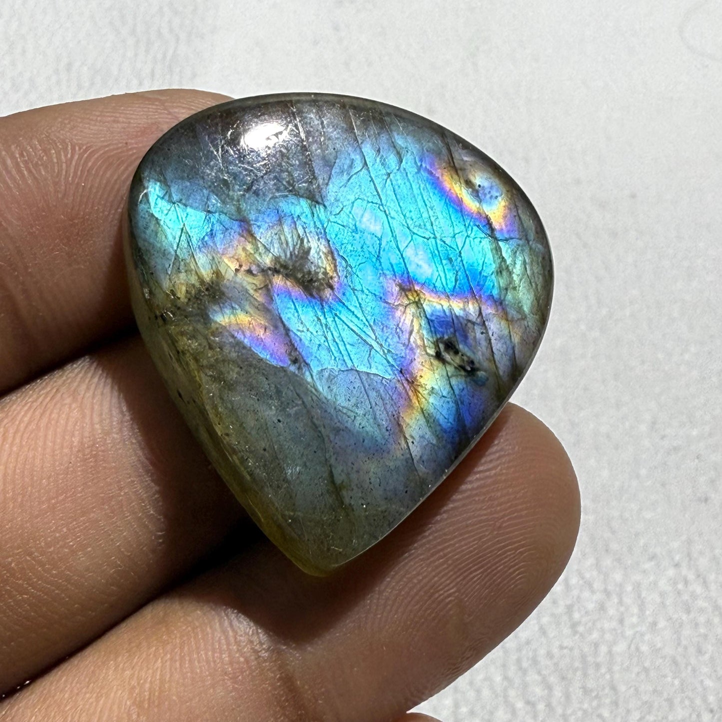Natural Purple Labradorite Pear Cabochon, - 31.5x29x6 MM, - 48.2 Cts, Jewelry Making Gemstone