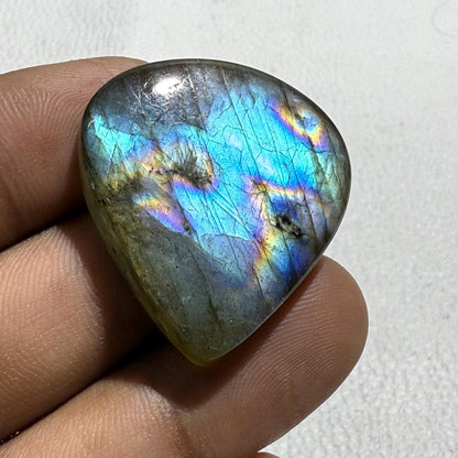 Natural Purple Labradorite Pear Cabochon, - 31.5x29x6 MM, - 48.2 Cts, Jewelry Making Gemstone
