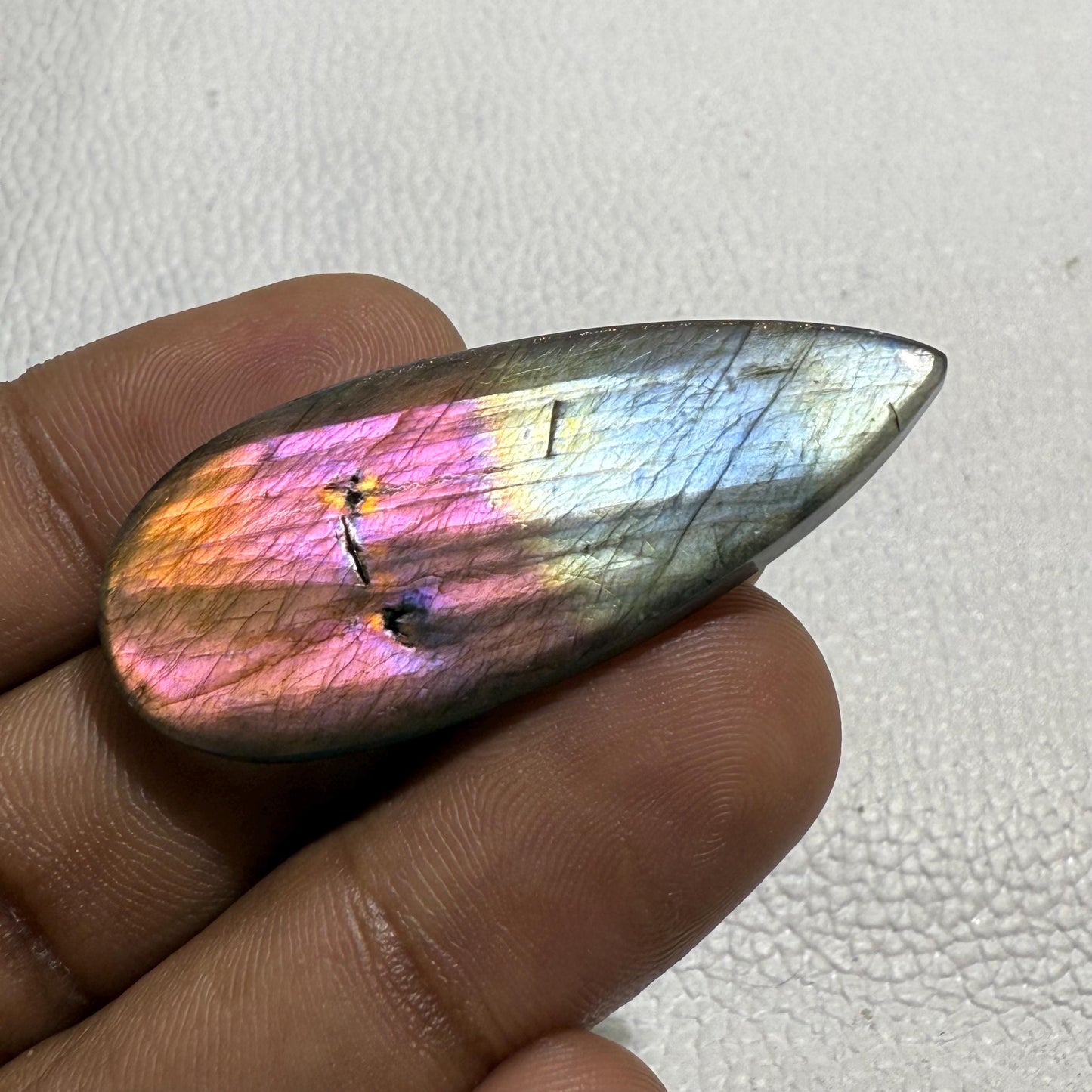 Purple Labradorite Pear Cabochon, - 46x19x5 MM, - 38.7 Cts, Loose Gemstone for Jewelry Making