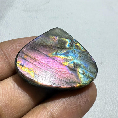 Natural Purple Labradorite Pear Cabochon, 35x31.5x5.5mm, Loose Gemstone for Jewelry Making