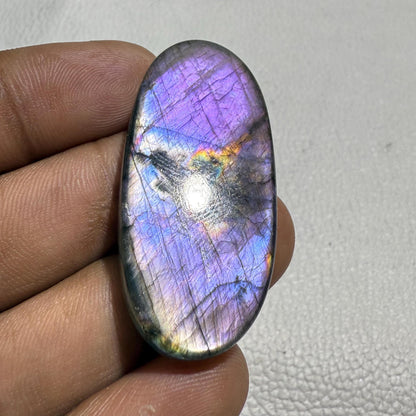 Natural Purple Labradorite Pear Cabochon, 45x21x6 mm, 58.5 Cts, Loose Gemstone for Jewelry Making