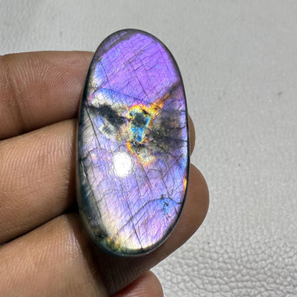 Natural Purple Labradorite Pear Cabochon, 45x21x6 mm, 58.5 Cts, Loose Gemstone for Jewelry Making