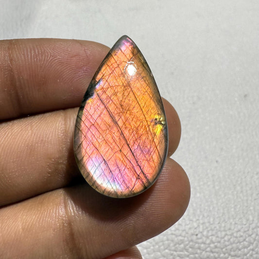 Natural Multicolor Labradorite Pear Cabochon - 33x18x7mm