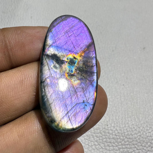 Purple Labradorite Cabochon: Natural Pear Gemstone, Madagascar