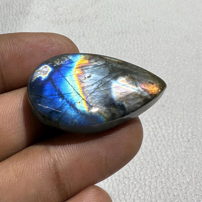 Natural Multicolor Labradorite Pear Cabochon, 50.6 Cts, Loose Gemstone for Jewelry Making