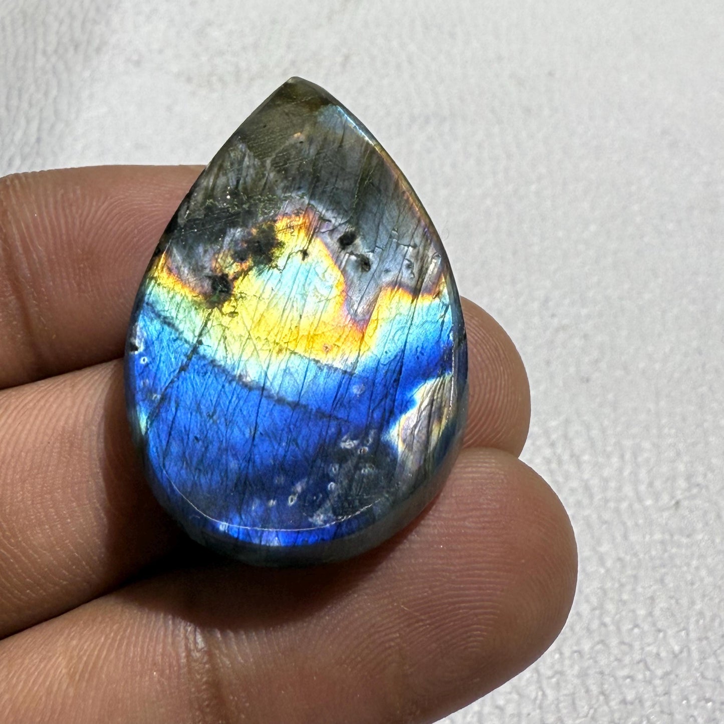 Natural Multicolor Labradorite Pear Cabochon, 50.6 Cts, Loose Gemstone for Jewelry Making