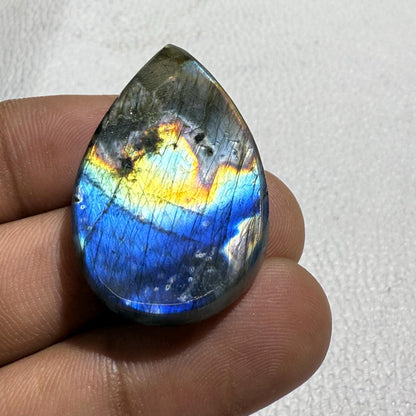 Natural Multicolor Labradorite Pear Cabochon, 50.6 Cts, Loose Gemstone for Jewelry Making