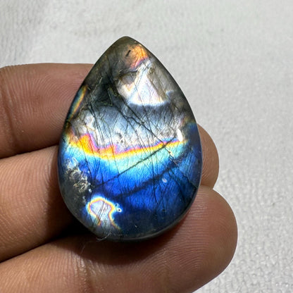 Natural Multicolor Labradorite Pear Cabochon, 50.6 Cts, Loose Gemstone for Jewelry Making