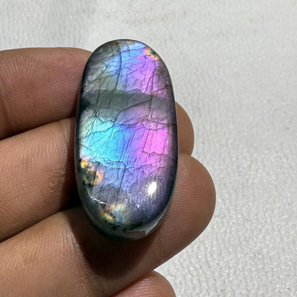 Purple Amethyst Lace Agate Cabochon: Pear Agate Gemstone (36x24x7 mm)