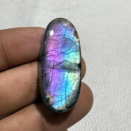 Purple Amethyst Lace Agate Cabochon: Pear Agate Gemstone (36x24x7 mm)