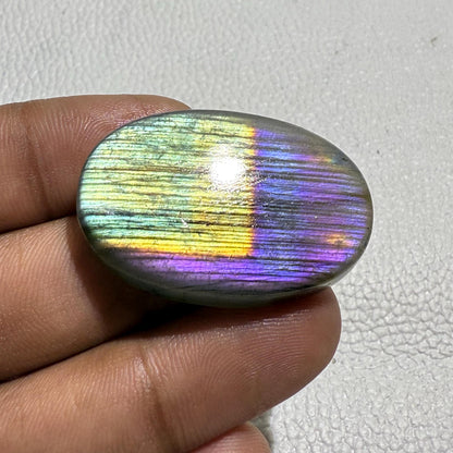 Natural Purple Flash Labradorite Oval Cabochon, - 37x24x6 MM, - 57 Cts, Jewelry Making Gemstone
