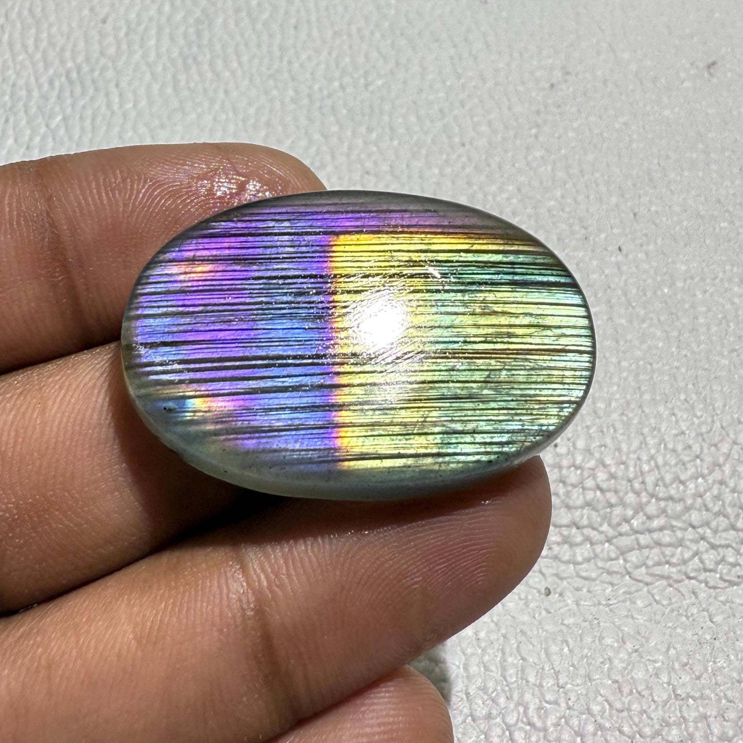 Natural Purple Flash Labradorite Oval Cabochon, - 37x24x6 MM, - 57 Cts, Jewelry Making Gemstone