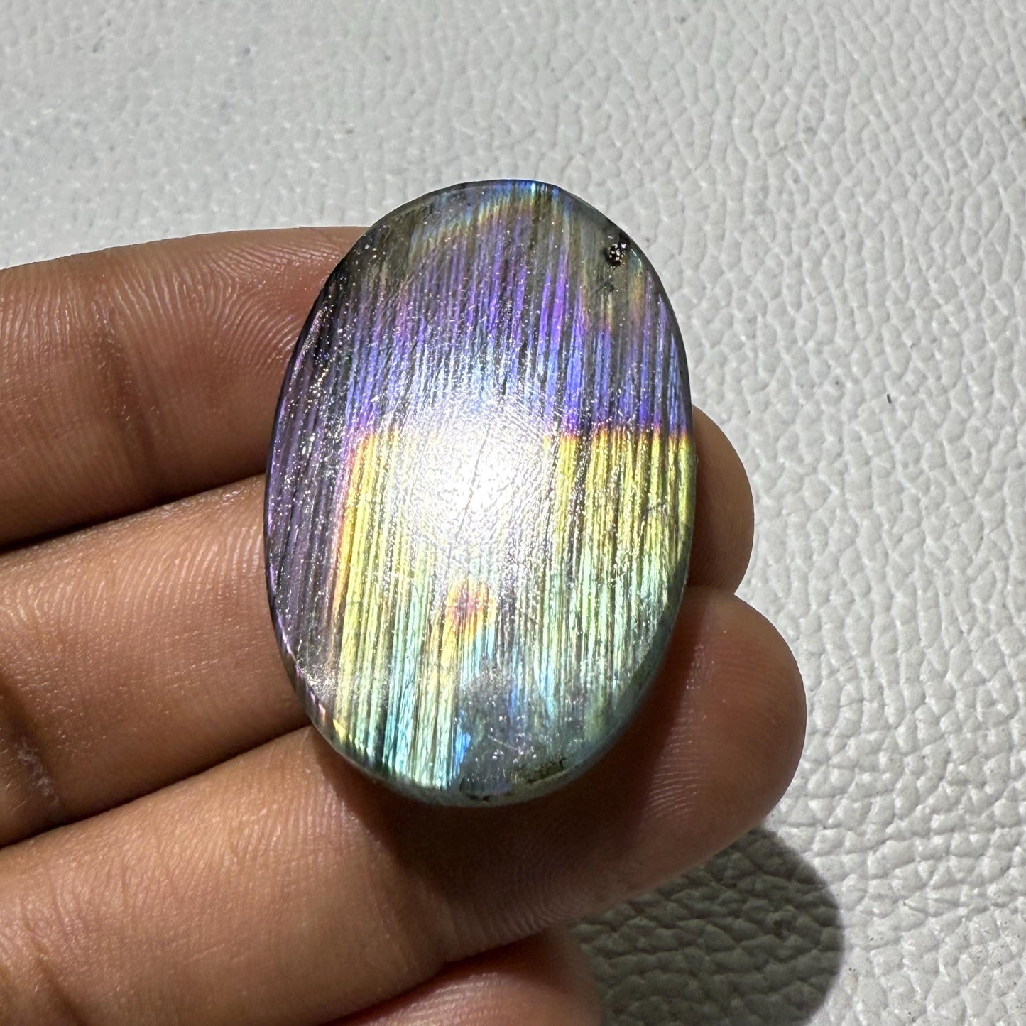 Natural Purple Flash Labradorite Oval Cabochon, - 37x24x6 MM, - 57 Cts, Jewelry Making Gemstone