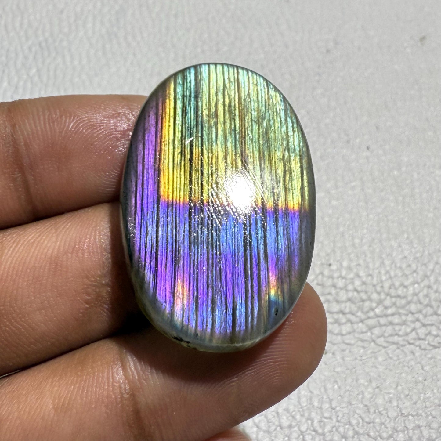 Natural Purple Flash Labradorite Oval Cabochon, - 37x24x6 MM, - 57 Cts, Jewelry Making Gemstone