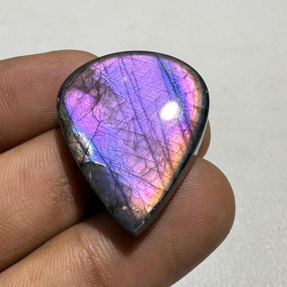 Natural Purple Flash Labradorite Pear Cabochon, 39.4 Cts, Loose Gemstone for Jewelry Making