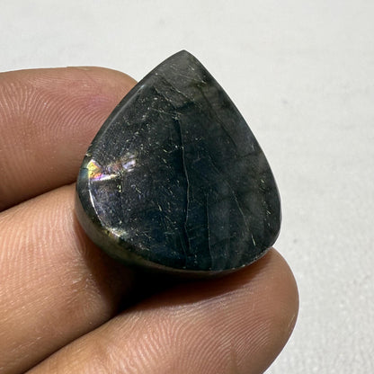 Natural Purple Flash Labradorite Pear Cabochon, 39.4 Cts, Loose Gemstone for Jewelry Making