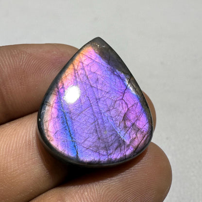 Natural Purple Flash Labradorite Pear Cabochon, 39.4 Cts, Loose Gemstone for Jewelry Making