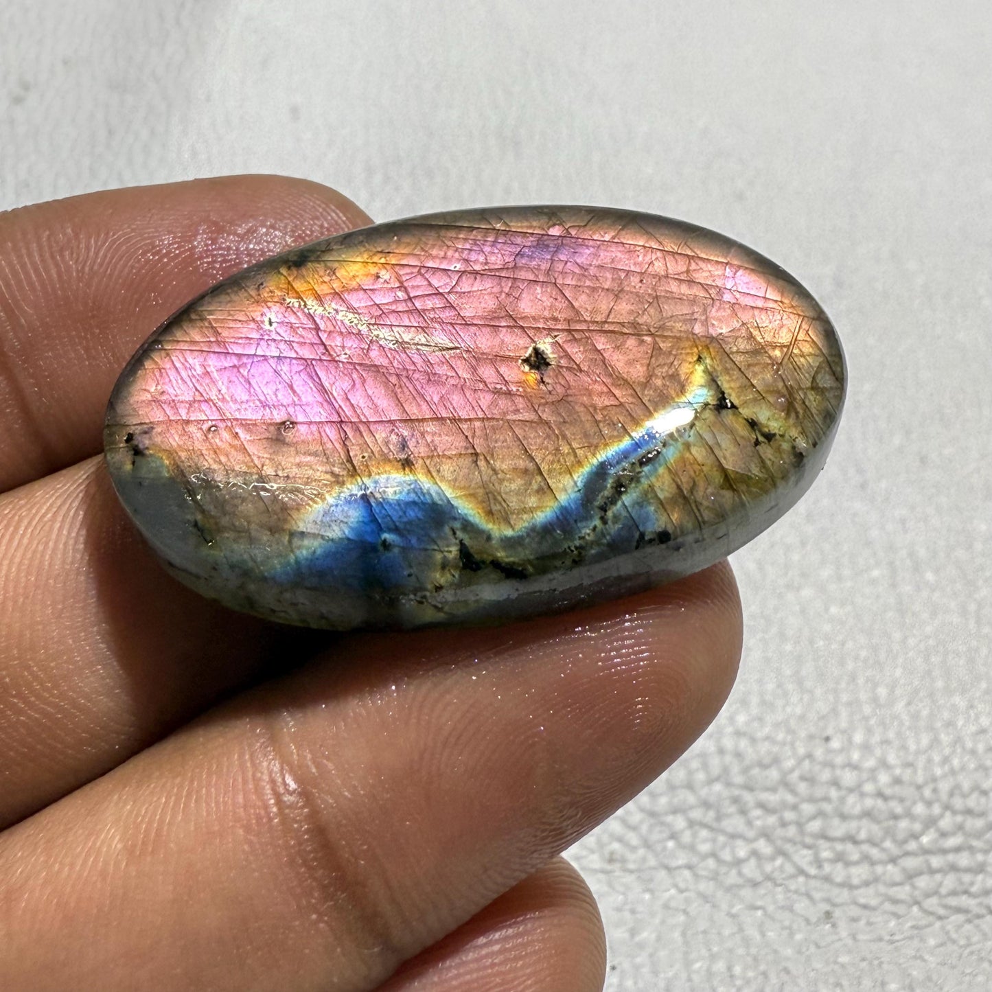 Natural Purple Flash Labradorite Oval Cabochon, 40x24x7 MM, 62.7 Carats, Loose Gemstone for Jewelry Making