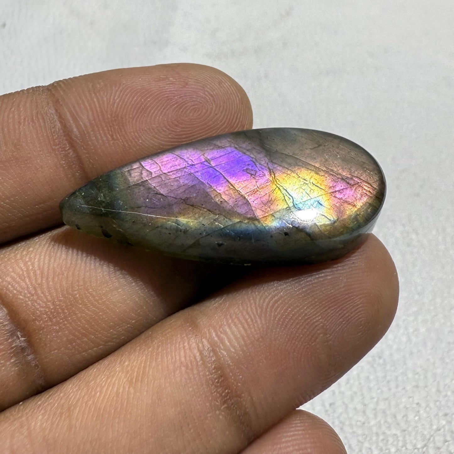 Natural Multicolor Labradorite Pear Cabochon, 38x17x7 MM, Loose Gemstone for Jewelry Making