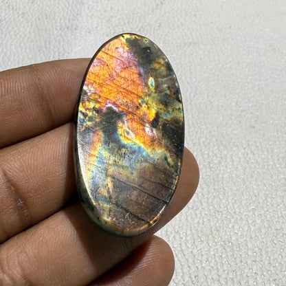 Natural Orange Flash Labradorite Oval Cabochon, 58 Cts, Loose Gemstone for Jewelry Making