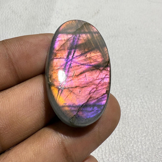 Natural Purple Labradorite Cabochon: Handmade Oval Loose Stone