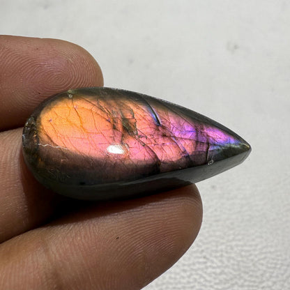 Natural Purple Labradorite Pear Cabochon, 36.5x18x7 mm, 37.7 Cts, Loose Gemstone for Jewelry Making