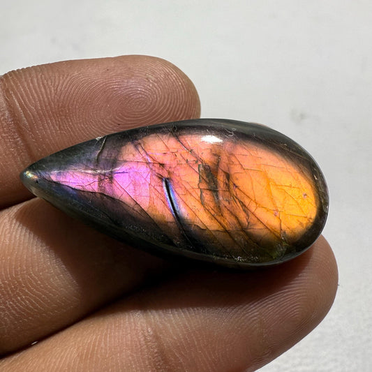 Purple Labradorite Pear Cabochon: Natural Gemstone for Jewelry Making
