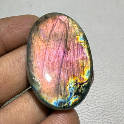 Natural Purple Labradorite Oval Cabochon, 45x28x7 mm, Loose Gemstone for Jewelry Making
