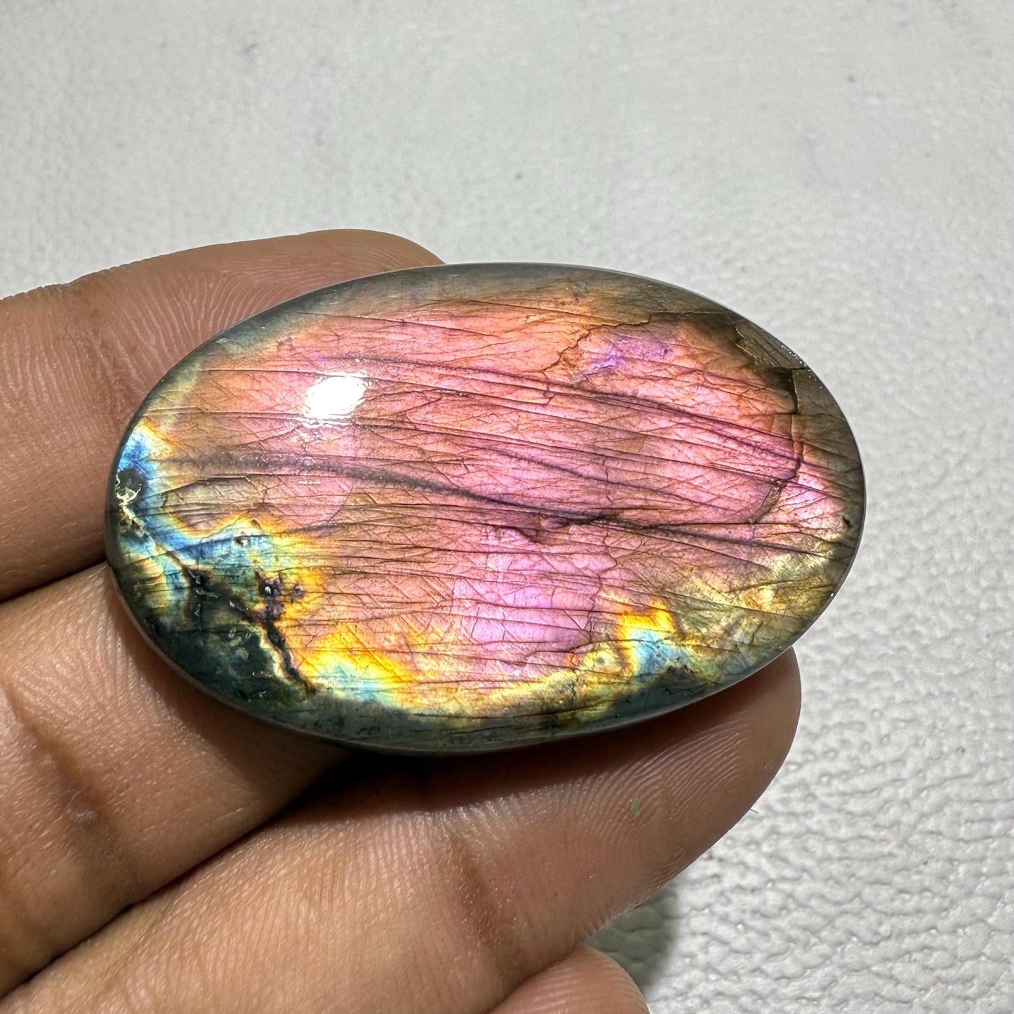 Natural Purple Labradorite Oval Cabochon, 45x28x7 mm, Loose Gemstone for Jewelry Making