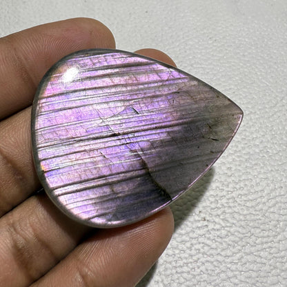 Natural Purple Labradorite Pear Cabochon, 50x39x6 mm, Loose Gemstone for Jewelry Making