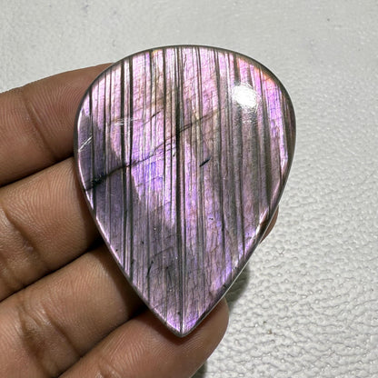 Natural Purple Labradorite Pear Cabochon, 50x39x6 mm, Loose Gemstone for Jewelry Making