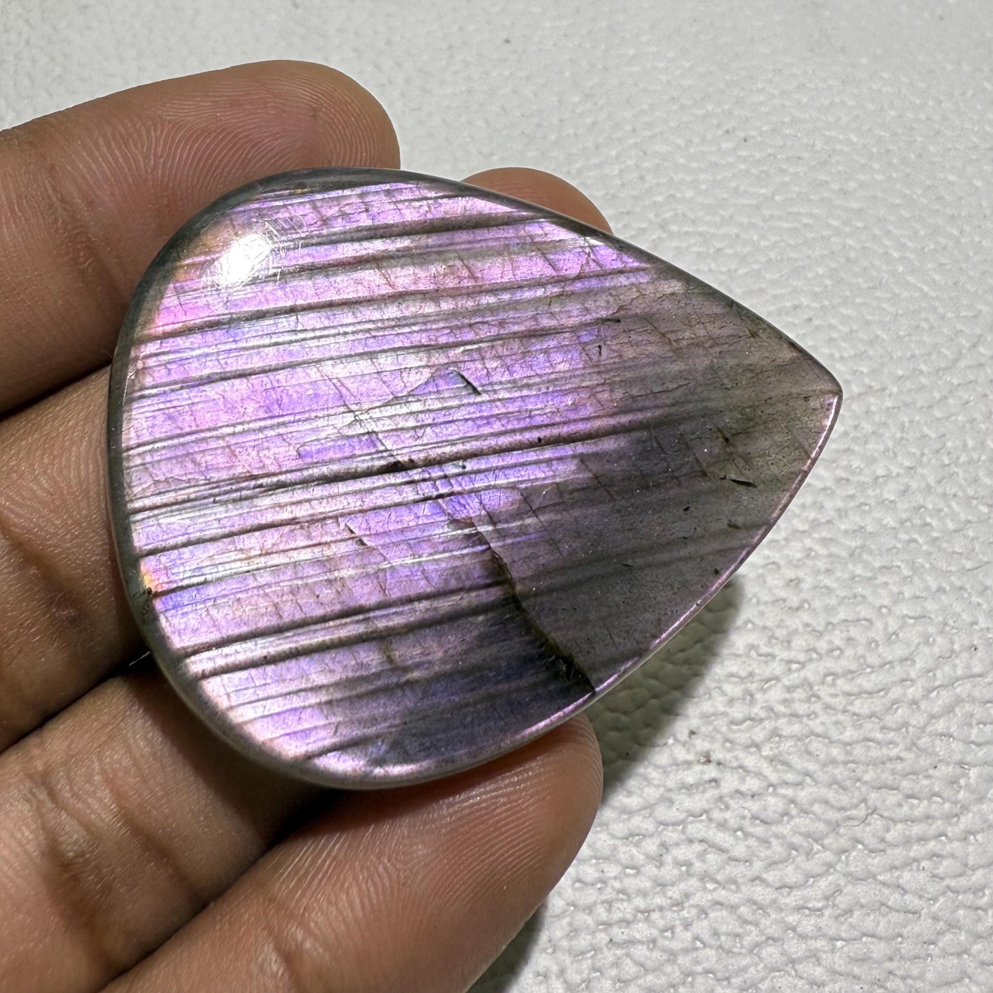 Natural Purple Labradorite Pear Cabochon, 50x39x6 mm, Loose Gemstone for Jewelry Making