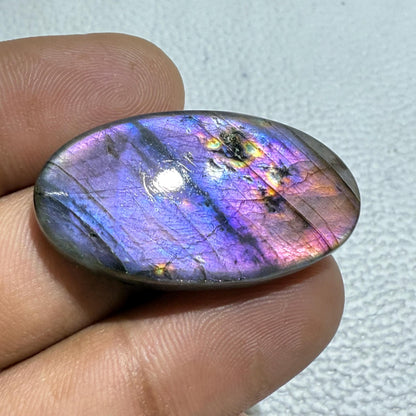 Natural Purple Labradorite Oval Cabochon, 40.2 Cts, Loose Gemstone for Jewelry Making