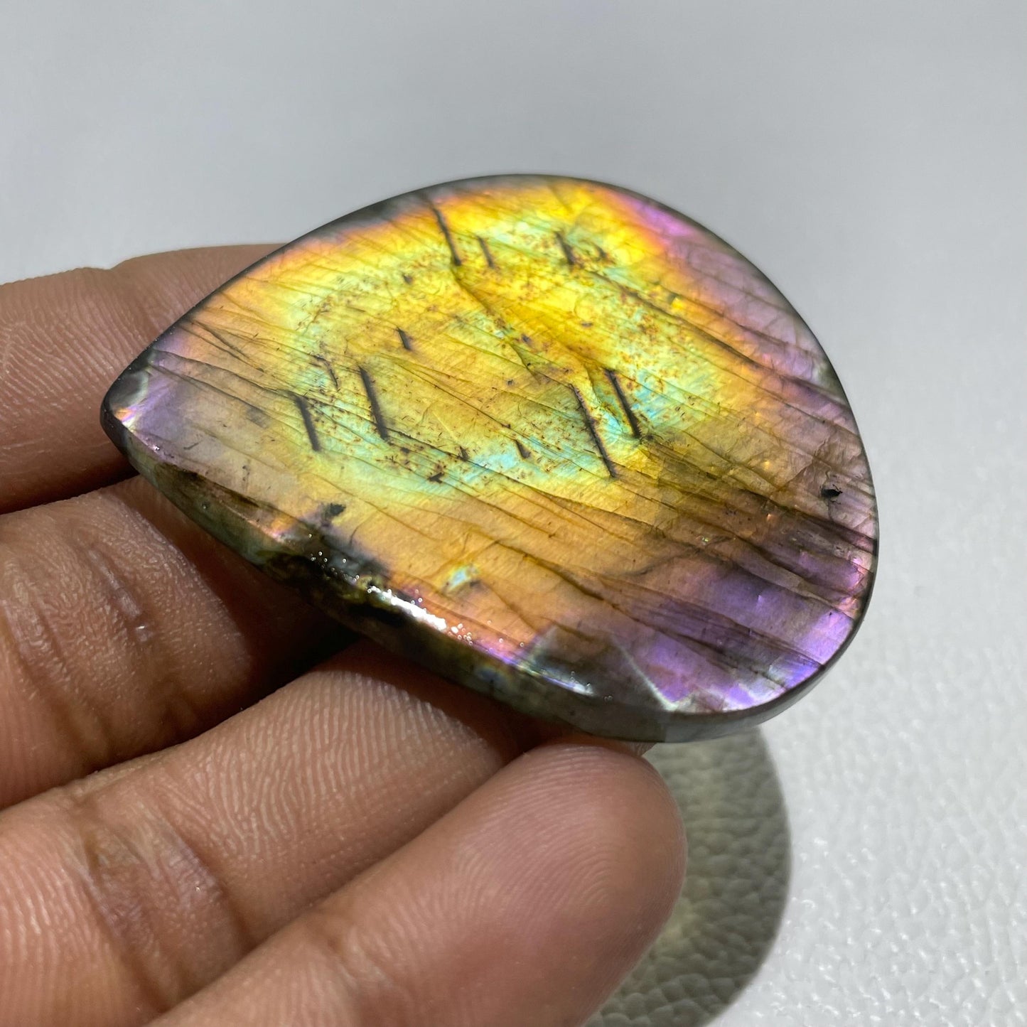 Pear Labradorite Cabochon: Multicolor Natural Stone for Jewelry Making