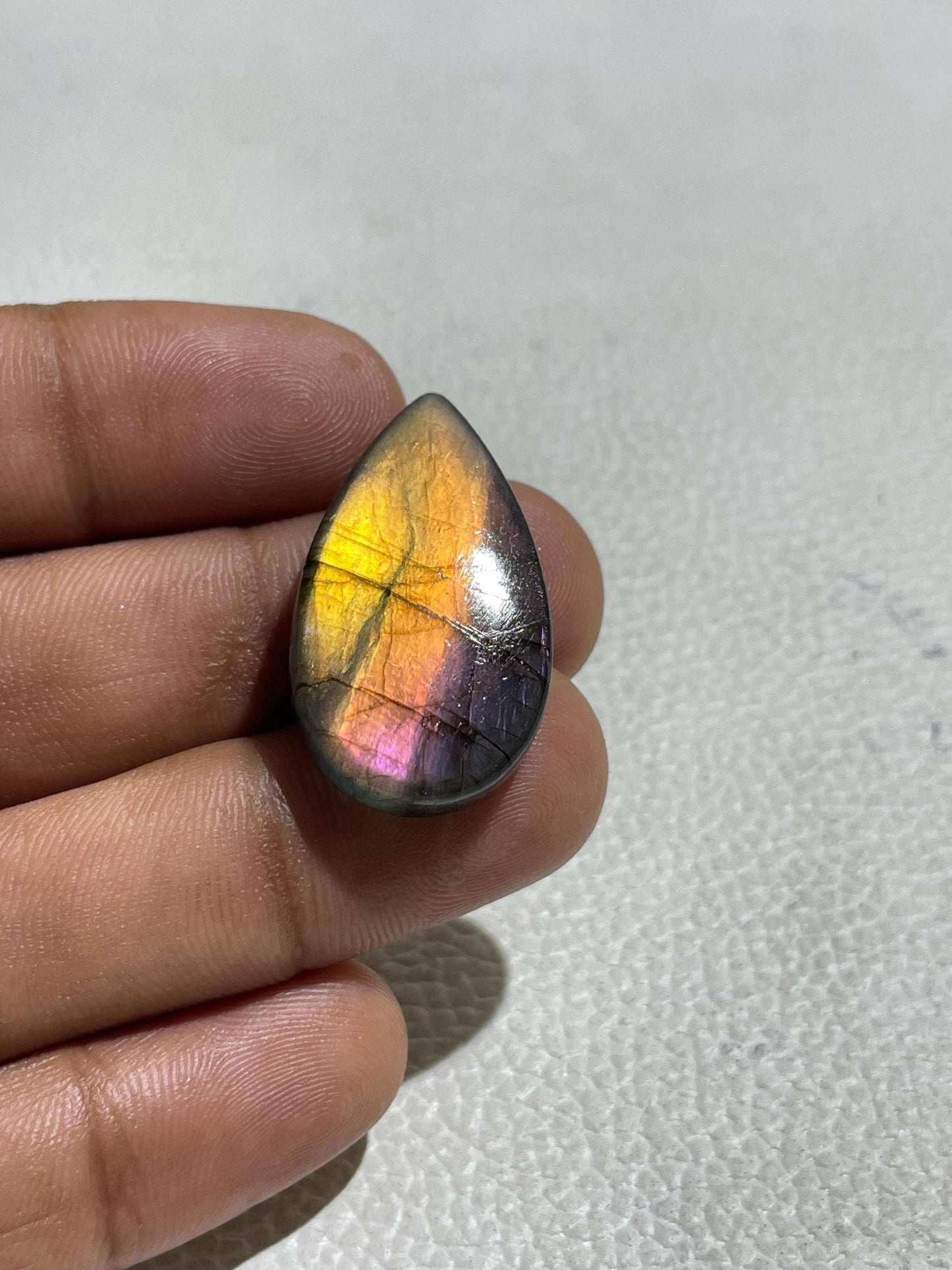 Natural Multicolor Labradorite Pear Cabochon, Artisan Jewelry Stone