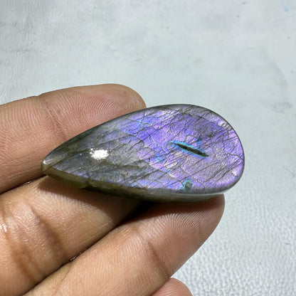 Purple Labradorite Pear Cabochon, 47x23x7mm, 69.7 Cts, Loose Gemstone for Jewelry Making