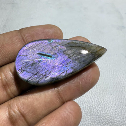 Purple Labradorite Pear Cabochon, 47x23x7mm, 69.7 Cts, Loose Gemstone for Jewelry Making